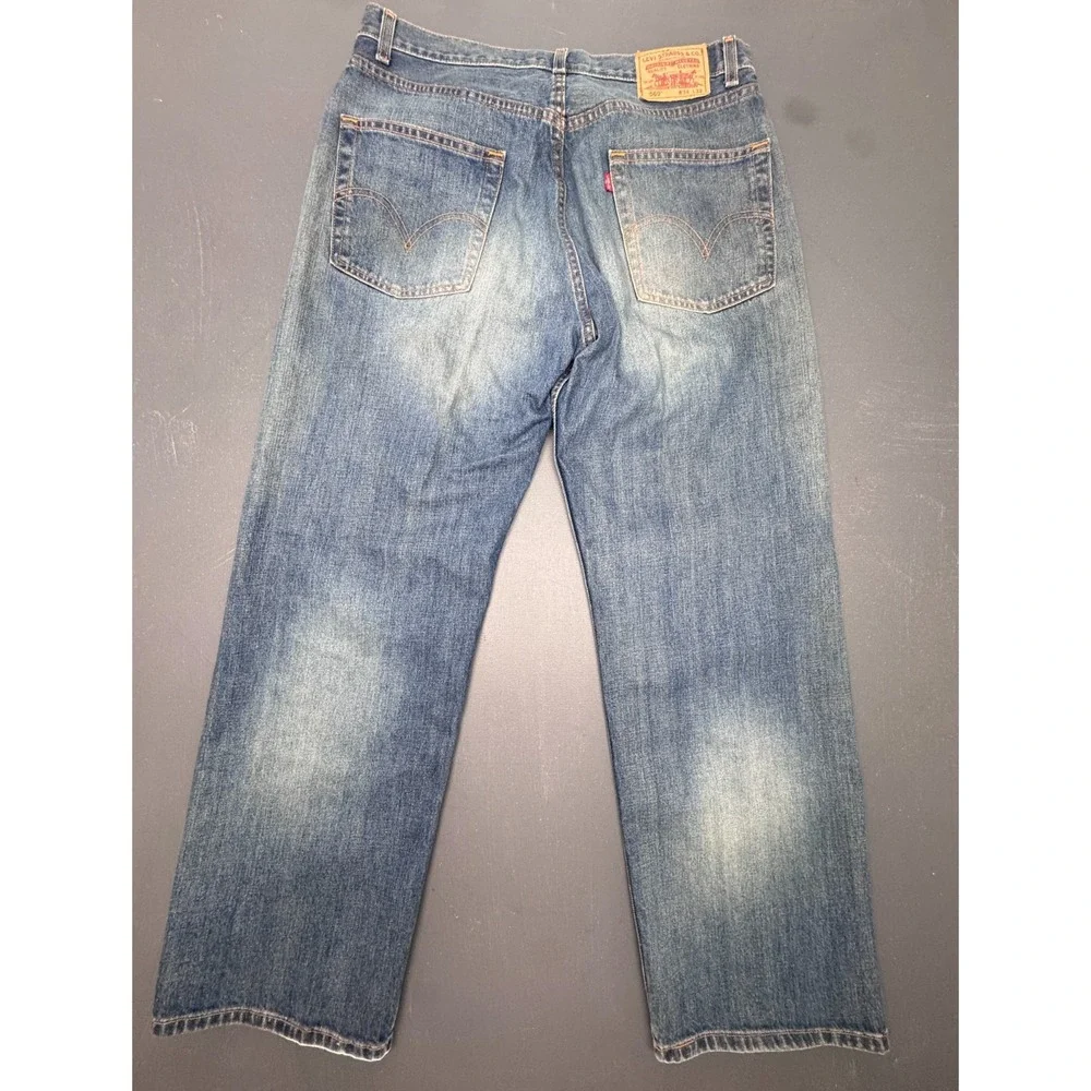 Levi's Men's Size W34 L32 Blue 569 Loose Straight Jeans Medium Wash Denim Casual